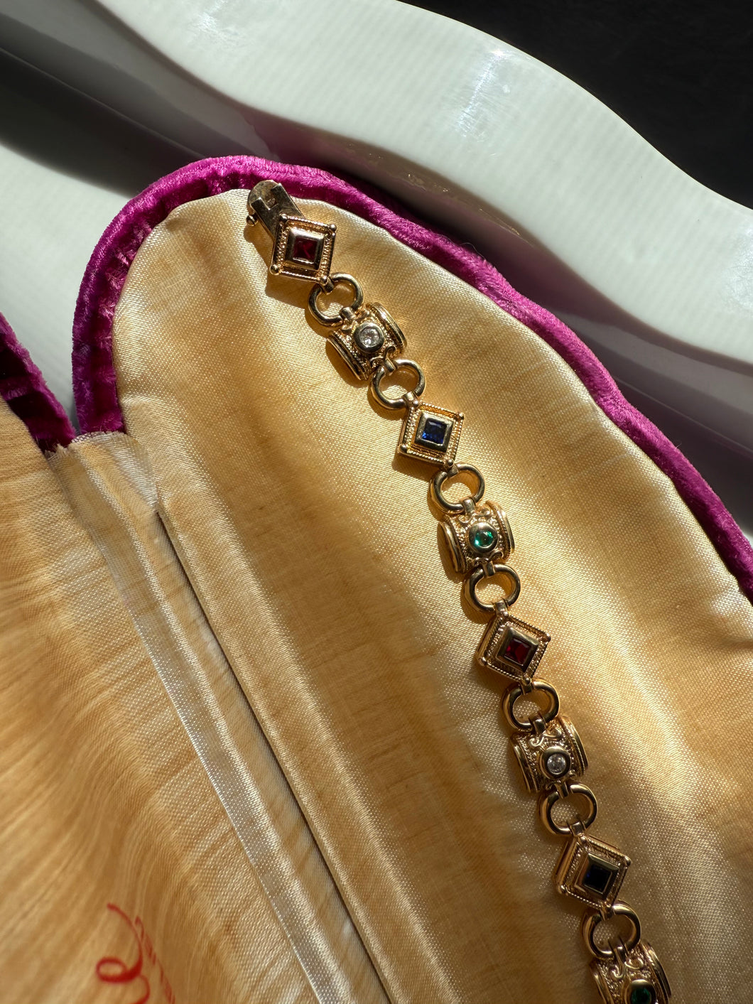 Gold Vermeil Multicolor Bracelet 7.5”