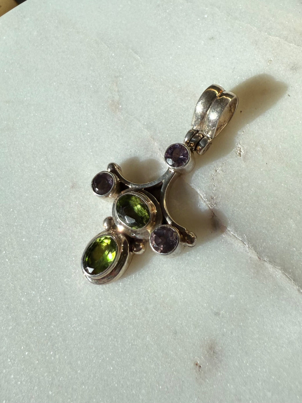 Peridot & Amethyst Sterling Silver Pendant