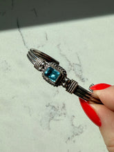 Load image into Gallery viewer, Blue Topaz Sterling Silver Cuff Bracelet 7”

