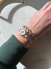 Load image into Gallery viewer, Vintage Enamel Floral Peekaboo Bangle Watch
