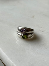 Load image into Gallery viewer, Amethyst &amp; Peridot Sterling &amp; 14k Gold Ring Size 5.5
