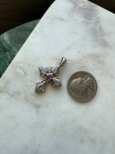 Load image into Gallery viewer, Moonstone Amethyst Sterling Cross Pendant
