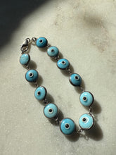 Load image into Gallery viewer, Evil Eye Sterling Silver Bracelet 7.25”
