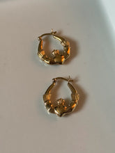 Load image into Gallery viewer, Hearts of Claddagh Gold Vermeil Hoop Earrings

