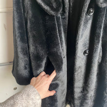 Load image into Gallery viewer, Vintage 1960s Black Faux Fur Coat
