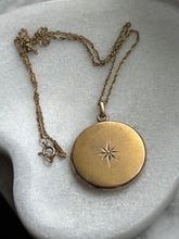 Load image into Gallery viewer, Antique 1/20 12k Gold Fill Starburst Locket Necklace 18”

