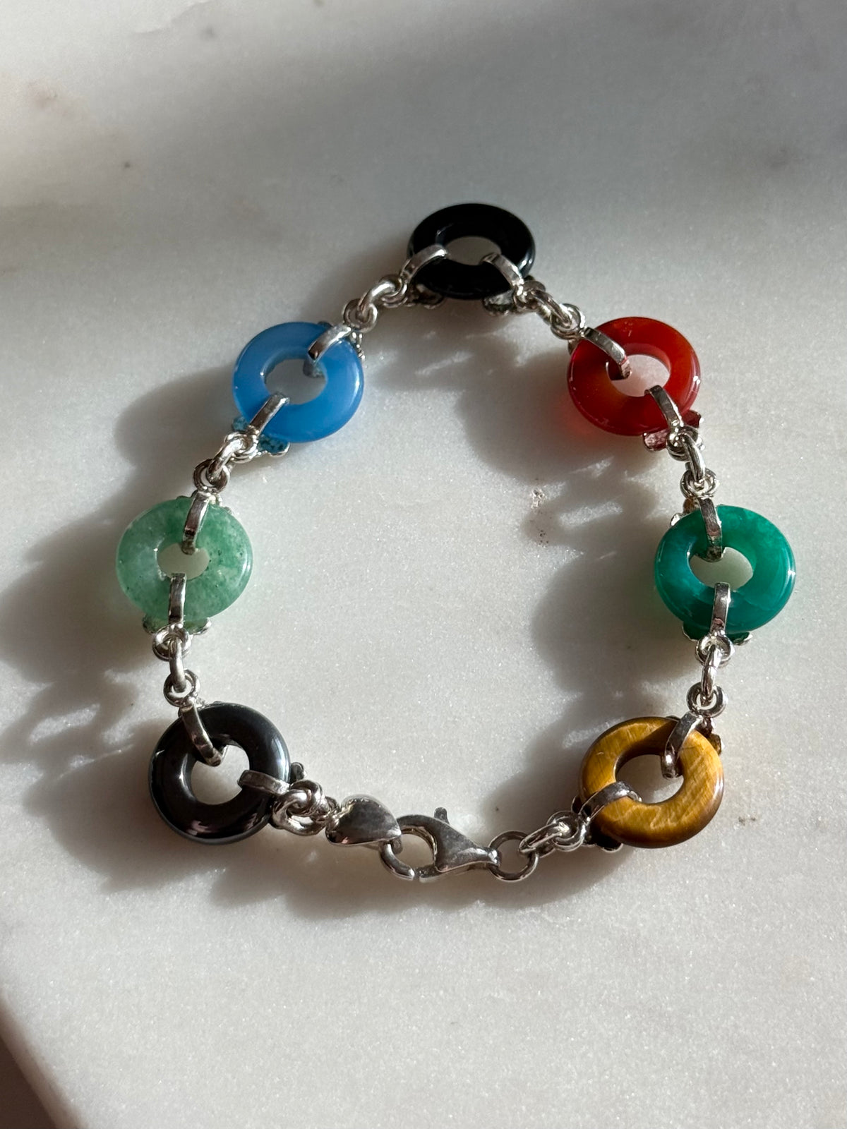 Vintage Donut Link Sterling Silver Bracelet 7”
