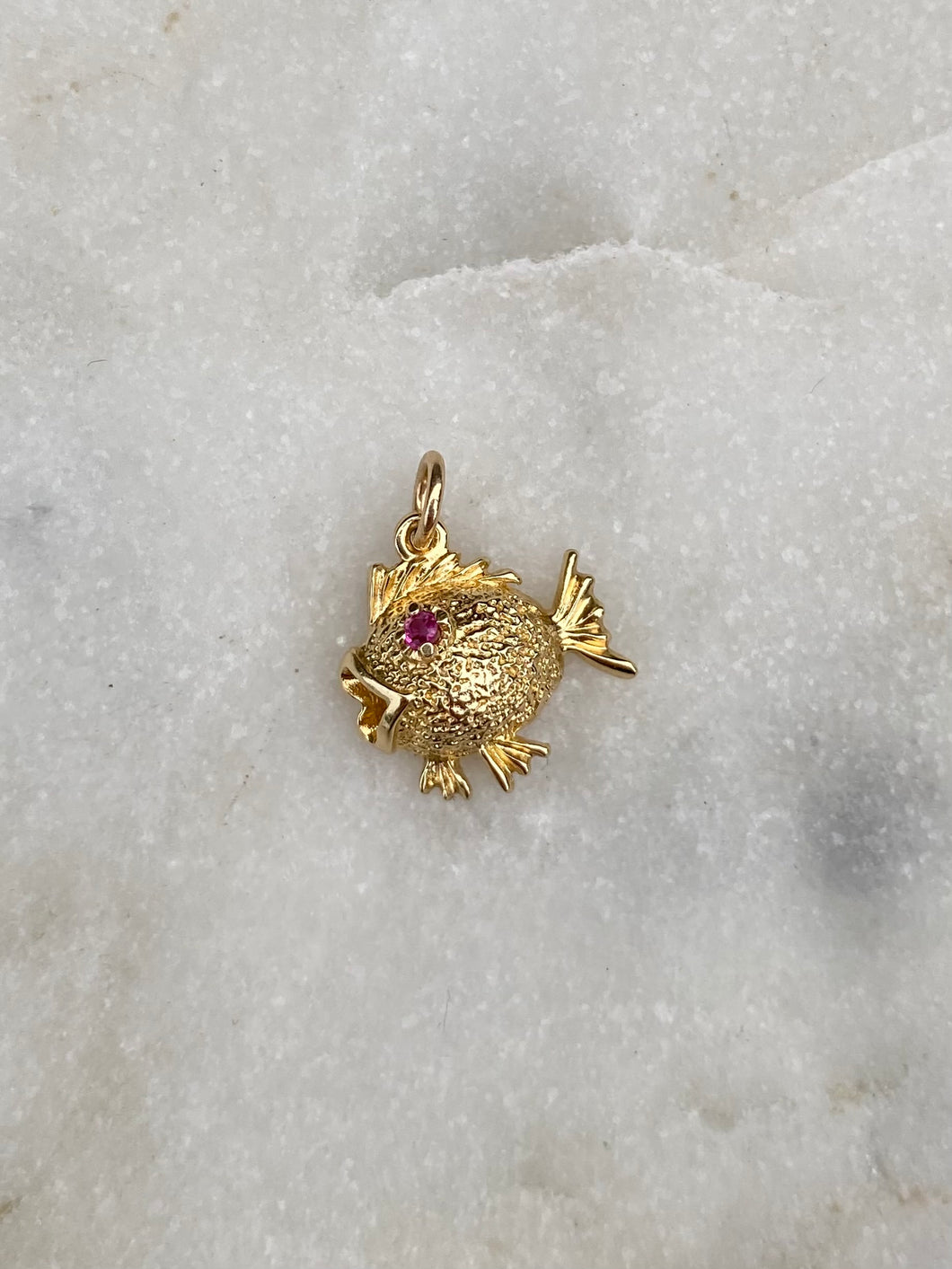 Mini Fish Vintage 14k Gold Charm