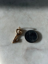Load image into Gallery viewer, Solid 14k Yellow Gold Natural Diamond Heart Key Pendant
