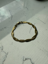 Load image into Gallery viewer, Double Sided Gold Vermeil Braided Herringbone Sterling Bracelet 7.5”
