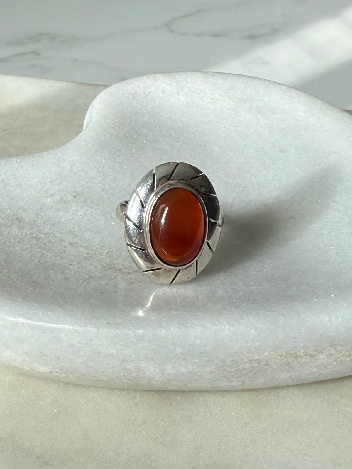 Vintage Carnelian Sterling Silver Ring Size 8
