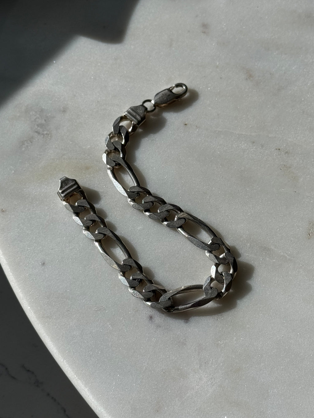 Vintage Solid Sterling Silver Figaro Link Bracelet 8.15”