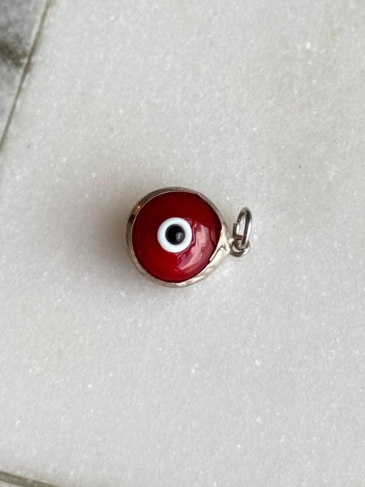 Red Evil Eye Sterling Silver Charm