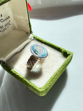 Load image into Gallery viewer, Blue Oval Glass Sterling Silver Ring Size 8.5
