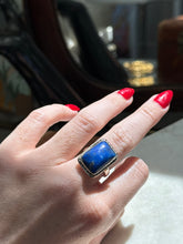 Load image into Gallery viewer, Vintage Blue Lapis Sterling Silver Ring Size 8
