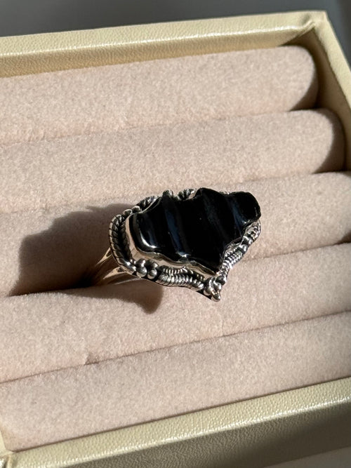 Black Bat Sterling Silver Ring Size 8.75