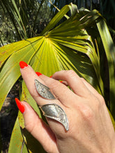 Load image into Gallery viewer, Elongated Sterling Silver Hammered Ring Size 8
