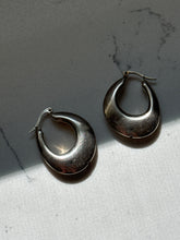 Load image into Gallery viewer, Vintage Sterling Silver Oblong Hoop Earrings
