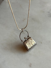 Load image into Gallery viewer, Vintage Woven Etched Purse Locket Sterling Silver Necklace 17.5”
