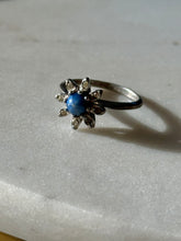 Load image into Gallery viewer, Antique Synthetic Star Sapphire Flower Ring Size 6.75
