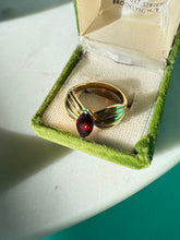Load image into Gallery viewer, y2k Red Glass Gold Vermeil Ring Size 9.5
