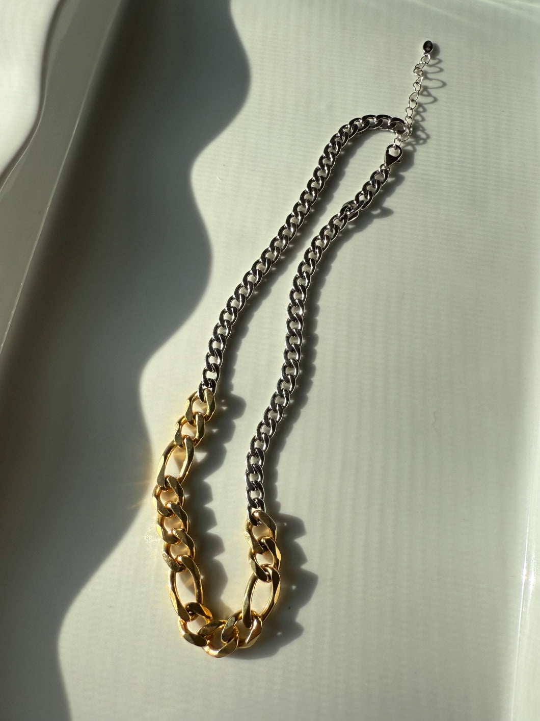 Two-Toned Sterling Silver Figaro Necklace