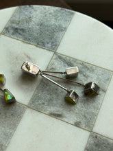 Load image into Gallery viewer, Green Resin Dichroic Glass Sterling Silver Earrings
