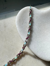 Load image into Gallery viewer, Simulated Opal &amp; Synthetic Pink Sapphire Sterling Silver Bracelet 7.5”
