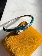 Load image into Gallery viewer, Blue &amp; Green Enamel Dueling Panther Sterling Silver Bracelet
