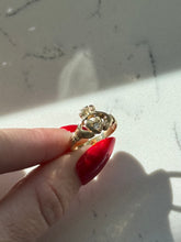 Load image into Gallery viewer, Vintage 14k Yellow Gold Hearts of Claddagh Diamond Ring Size 6.5
