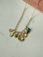 Load image into Gallery viewer, All The Luck You Can Get Gold Vermeil Charm Necklace 18”
