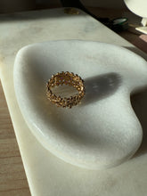 Load image into Gallery viewer, Floral Amethyst &amp; White Sapphire Gold Vermeil Ring Size 9

