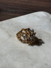 Load image into Gallery viewer, Brutalist Chunky CZ Gold Vermeil Ring Size 7
