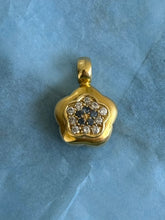 Load image into Gallery viewer, Puffy Blue &amp; White Flower 18k Gold Charm
