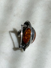 Load image into Gallery viewer, Synthetic Amber Swan Sterling Silver Brooch
