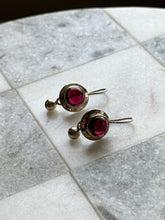 Load image into Gallery viewer, Garnet Cabochon Sterling Silver Earrings
