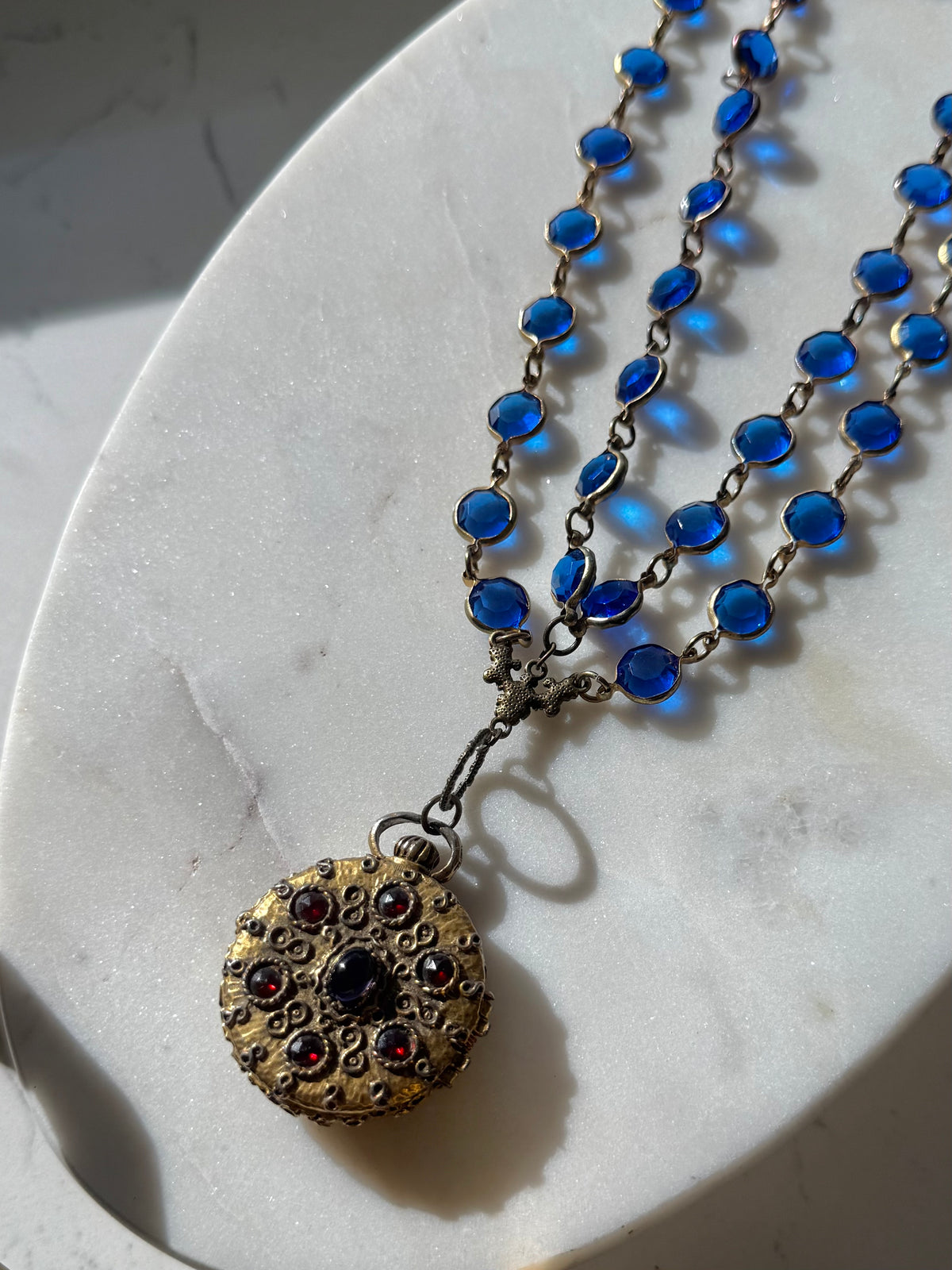 Vintage Czech Glass Perfume Locket Necklace