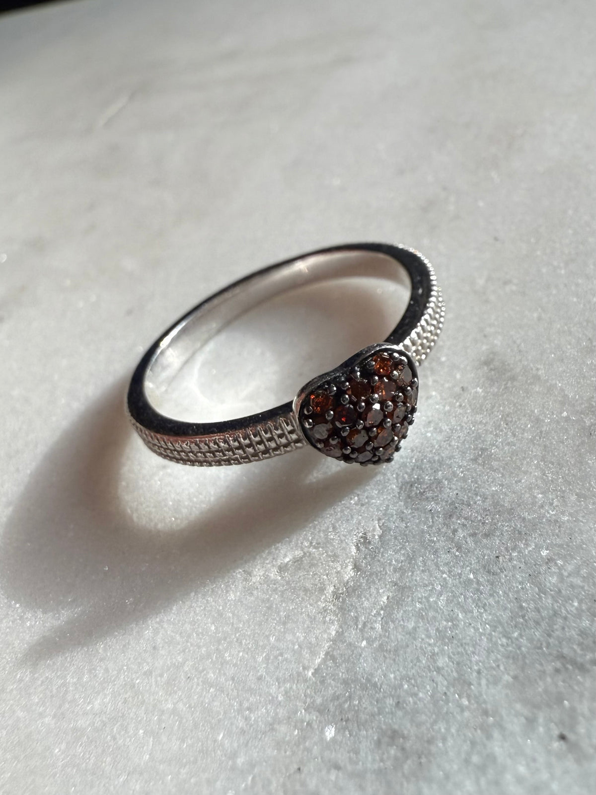 Red Diamond Sterling Silver Ring Size 9.25