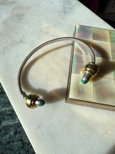 Load image into Gallery viewer, Malachite Mexico Sterling Silver &amp; Brass Bangle Bracelet
