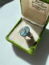 Load image into Gallery viewer, Blue Oval Glass Sterling Silver Ring Size 8.5
