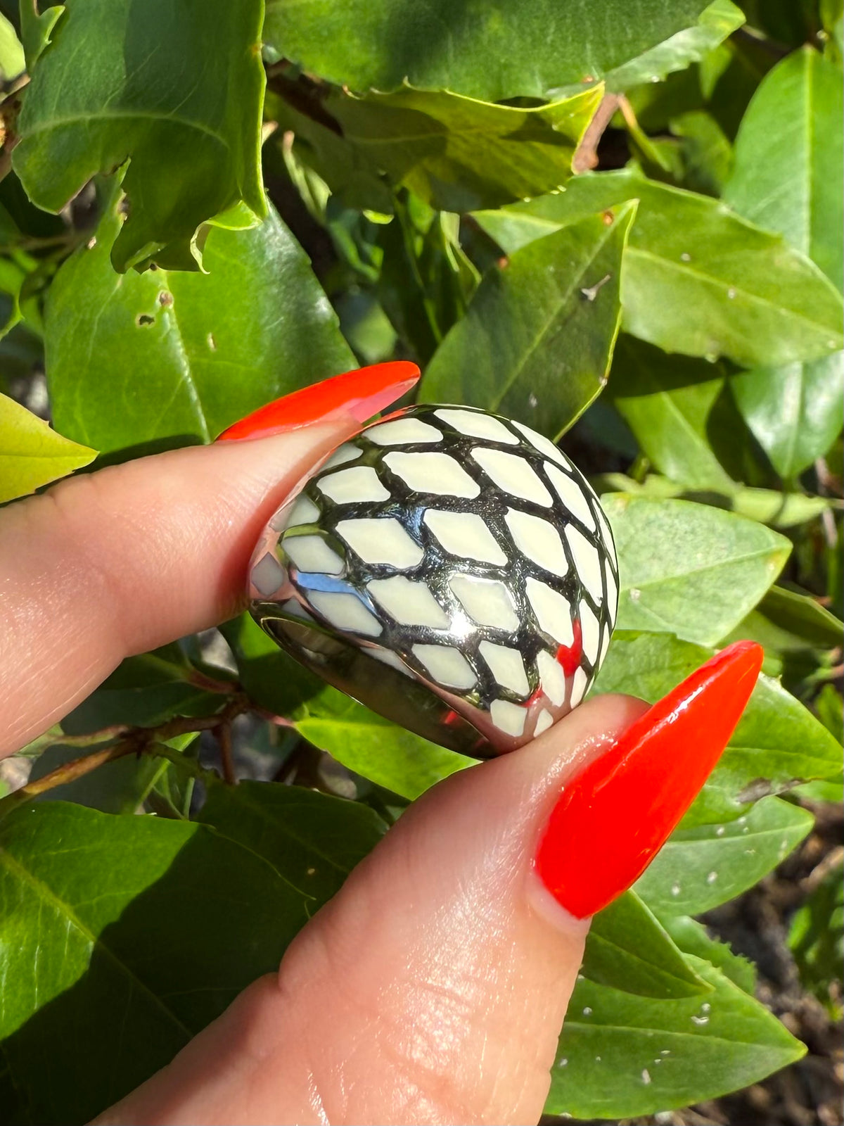 Sterling & Resin Dome Ring Size 6.25