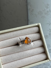 Load image into Gallery viewer, Faceted Orange Glass Sterling Silver Ring Size 8.25
