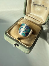 Load image into Gallery viewer, Blue Enamel Sterling Silver Ring Size 6.5
