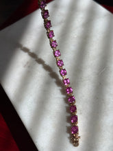 Load image into Gallery viewer, Lab Created Faceted Pink Sapphire Gold Vermeil Tennis Bracelet 7.25”
