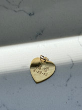 Load image into Gallery viewer, Vintage Engraved E Heart 14k Gold Pendant
