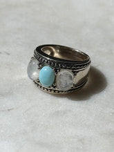 Load image into Gallery viewer, Moonstone Rhodium Plated Sterling Silver Ring Size 6
