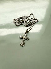 Load image into Gallery viewer, Vintage Russian Orthodox Cross Sterling Silver Necklace 18”
