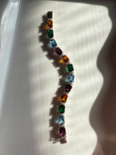 Load image into Gallery viewer, Multicolor Gemstone Sterling Silver Chunky Tennis Bracelet 7.25”
