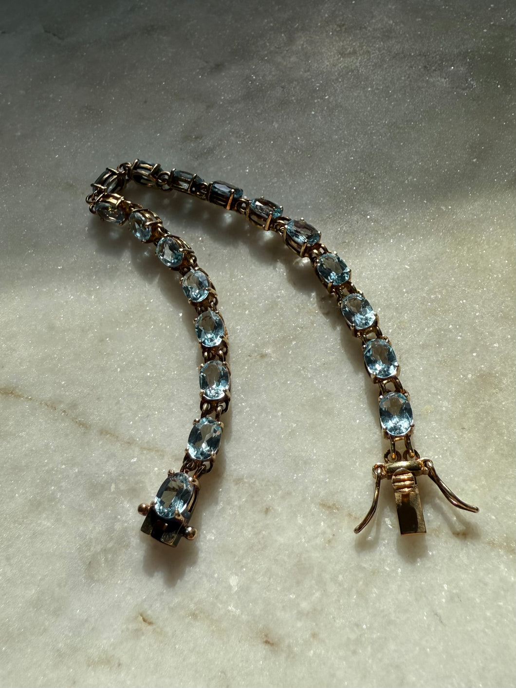 Blue Topaz Gold Vermeil Tennis Bracelet 7.25”