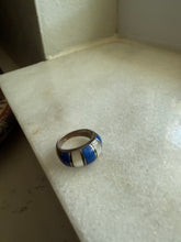 Load image into Gallery viewer, Lapis &amp; Mother of Pearl Inlay Sterling Silver Ring Size 6
